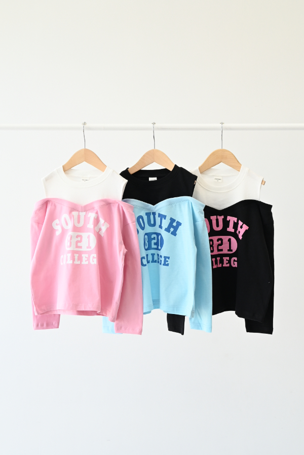 肩あきレイヤード風ロングＴシャツ