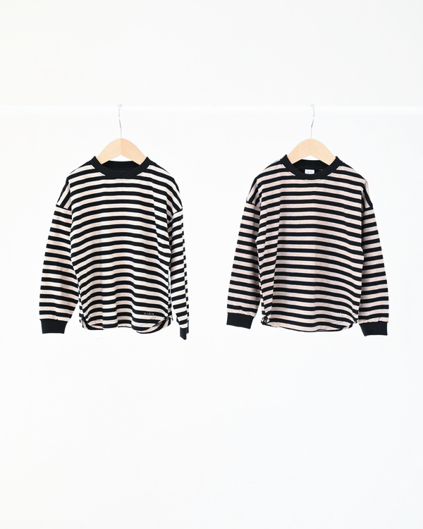 太ボーダー ロングTシャツ